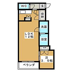 ヘーベルメゾン新栄 1階1LDKの間取り