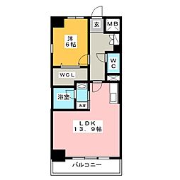 スプリームヒルズ鶴舞 8階1LDKの間取り