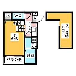 アルバーノ北山 1Kの間取図画像