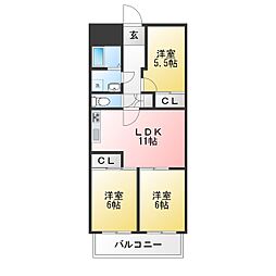 プレザント白金 3LDKの間取図画像