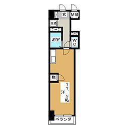ブライト千早 ワンルームの間取図画像