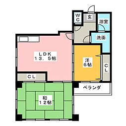 三洋ビル 2LDKの間取図画像