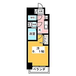 アステリ鶴舞トゥリア 1Kの間取図画像