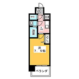プレサンス大須観音 1Kの間取図画像