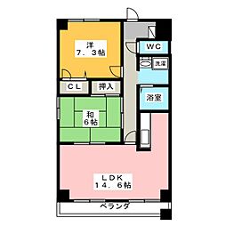 シティーコート翠雲 2LDKの間取図画像