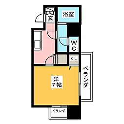 リエス鶴舞WESTTOWER 1Kの間取図画像