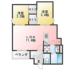 REGALEST serene鶴舞 2LDKの間取図画像
