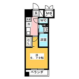 インプルーブ鶴舞 1Kの間取図画像