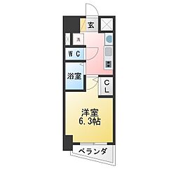 プレサンスサカエリバースタイル 1Kの間取図画像