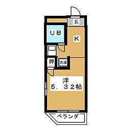 レスパス千種 1Kの間取図画像