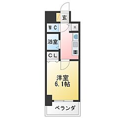 プレサンスサカエリバースタイル 1Kの間取図画像