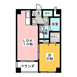 パティオ木下3 1LDKの間取図画像