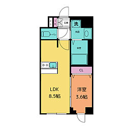 プレサンス鶴舞パークグラッド 1LDKの間取図画像