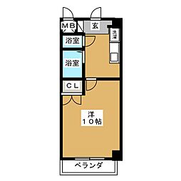 カーサ新栄 1Kの間取図画像