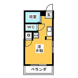 パストラルスイコー ワンルームの間取図画像