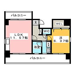 パラッツオスペチアーレ 1LDKの間取図画像