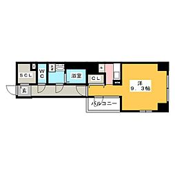 エイペックス名古屋鶴舞公園前 ワンルームの間取図画像