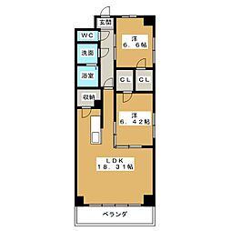 S-FORT鶴舞arts 2LDKの間取図画像