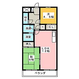 カーサ金山 2LDKの間取図画像