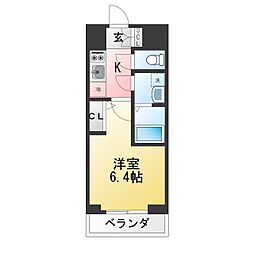エスリード鶴舞グランパークス 1Kの間取図画像