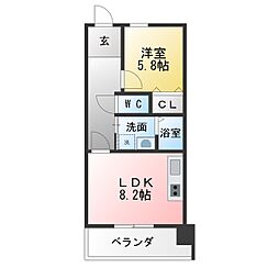アーバンドエル上前津 1LDKの間取図画像