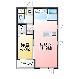 ベリーズ白金 1LDKの間取図画像