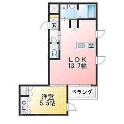 ベリーズ白金 1LDKの間取図画像