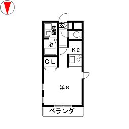 プレサンス新栄デコール 1Kの間取図画像