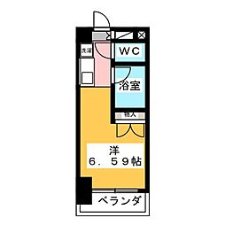 ブロンズ森島 1Kの間取図画像