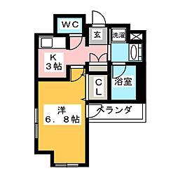 エルスタンザ千代田 1Kの間取図画像