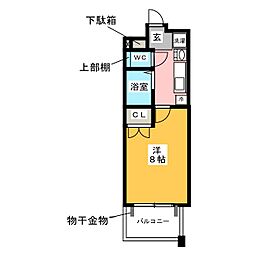 パルティール上前津 1Kの間取図画像