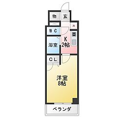 現代ハウス大須 1Kの間取図画像