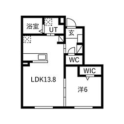 名古屋市昭和区山脇町3丁目アパート 1LDKの間取図画像