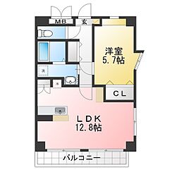グラシューズ鶴舞 1LDKの間取図画像