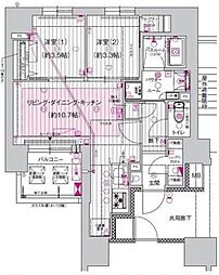プレサンスロジェ大須白川公園 2LDKの間取図画像