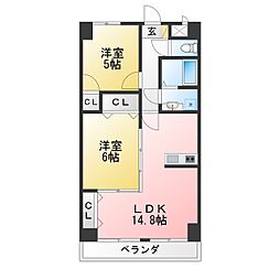 ランバー原田 2LDKの間取図画像