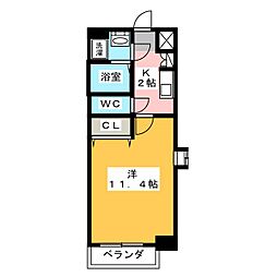 クピットガーデン千代田 1Kの間取図画像