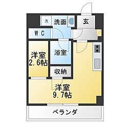 大須レジデンス ワンルームの間取図画像