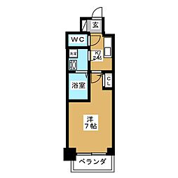 オーキッドレジデンス鶴舞 1Kの間取図画像