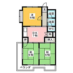 サンハイツ宝 3DKの間取図画像