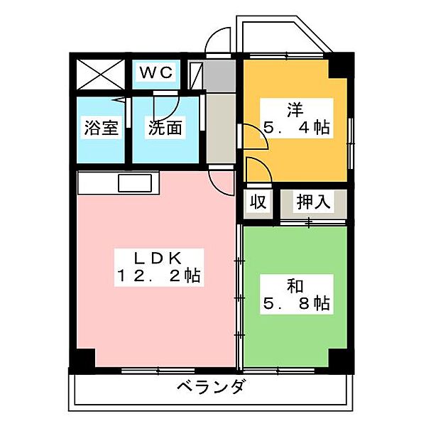 都筑マンション ｜愛知県名古屋市名東区亀の井３丁目(賃貸マンション2LDK・3階・54.38㎡)の写真 その2