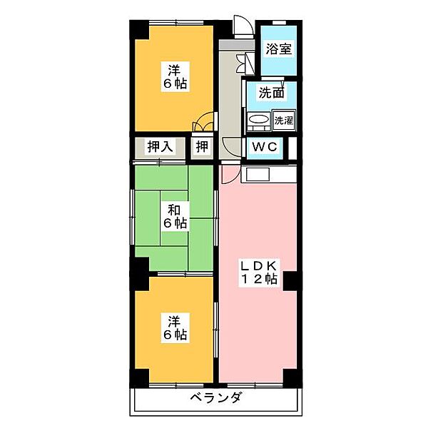 スカイヒルズＫawai ｜愛知県名古屋市名東区小池町(賃貸マンション3LDK・6階・66.03㎡)の写真 その2