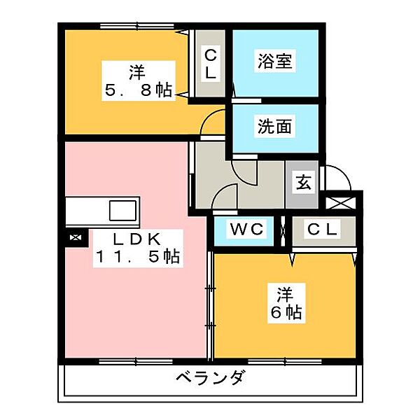 ＥＡＳＴ　ＷＩＮＧ ｜愛知県名古屋市名東区高針荒田(賃貸アパート2LDK・3階・54.23㎡)の写真 その2