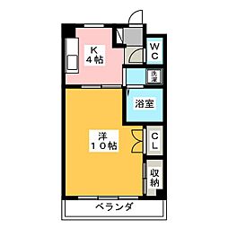 ビューティ武田 1Kの間取図画像