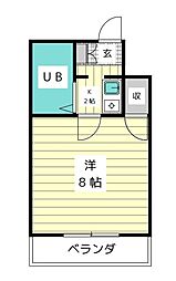 ヒルトップ平和ヶ丘 1Kの間取図画像