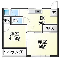 伊東荘 2DKの間取図画像