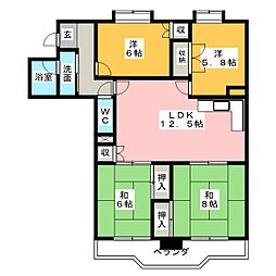 ユニーブル西里 4LDKの間取図画像