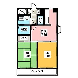 ソレイユ上社 2DKの間取図画像