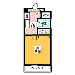 シャトー24 1Kの間取図画像