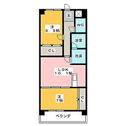 セラヴィー小池 2LDKの間取図画像